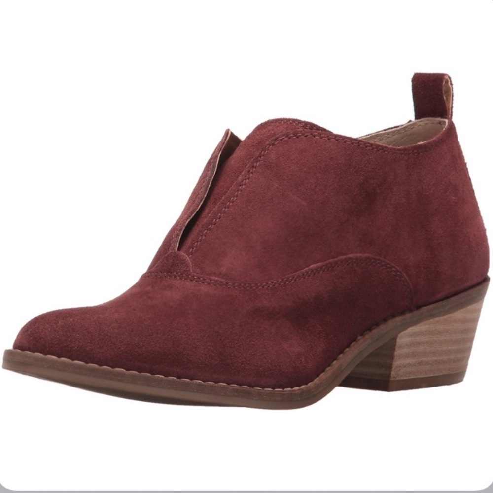 Lucky Brand Burgundy Fimberly Genuine Leather Suede Booties in Women's Sz. 7.5